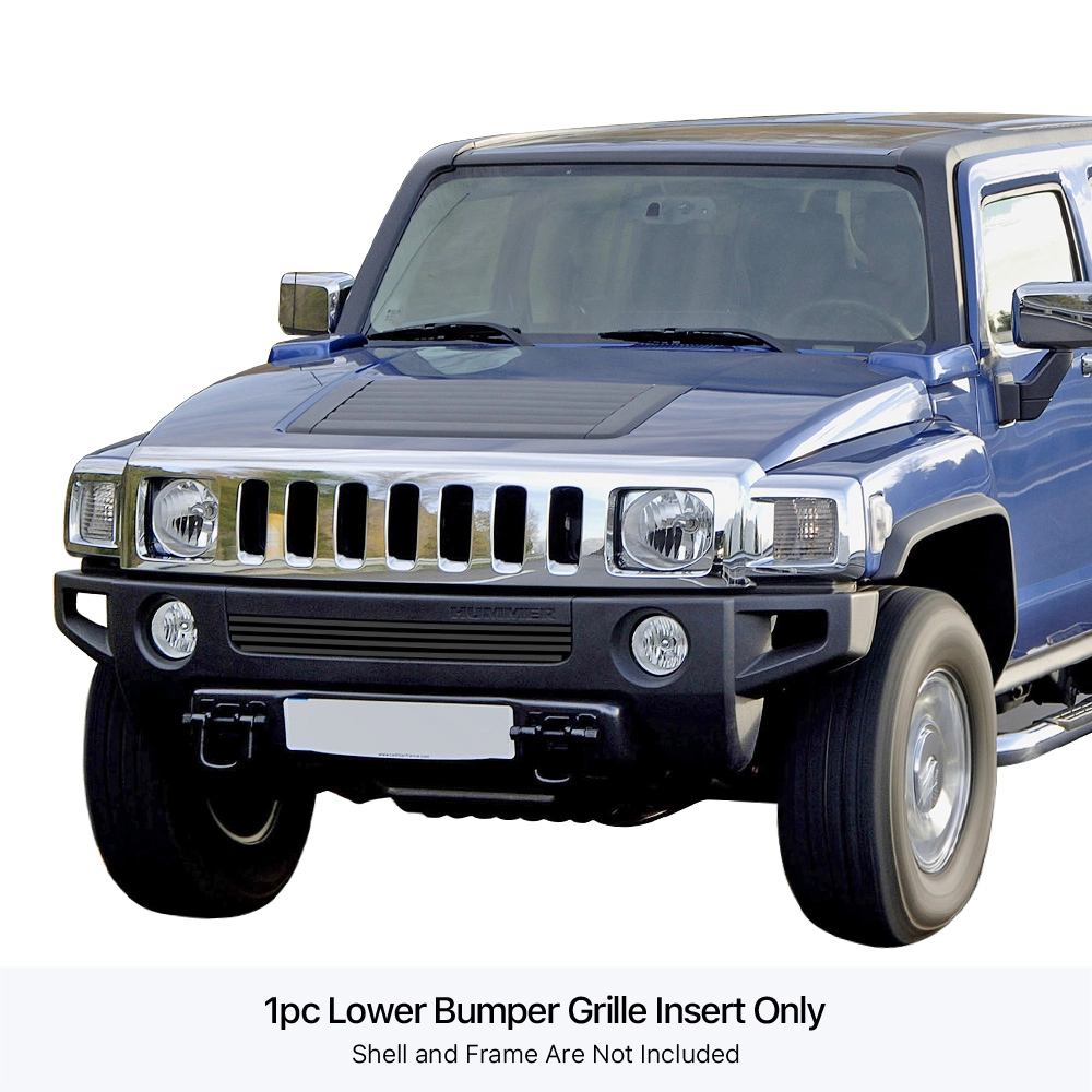 APS GR03FEB46J - Black Stainless Steel Lower Bumper Horizontal Billet Grille