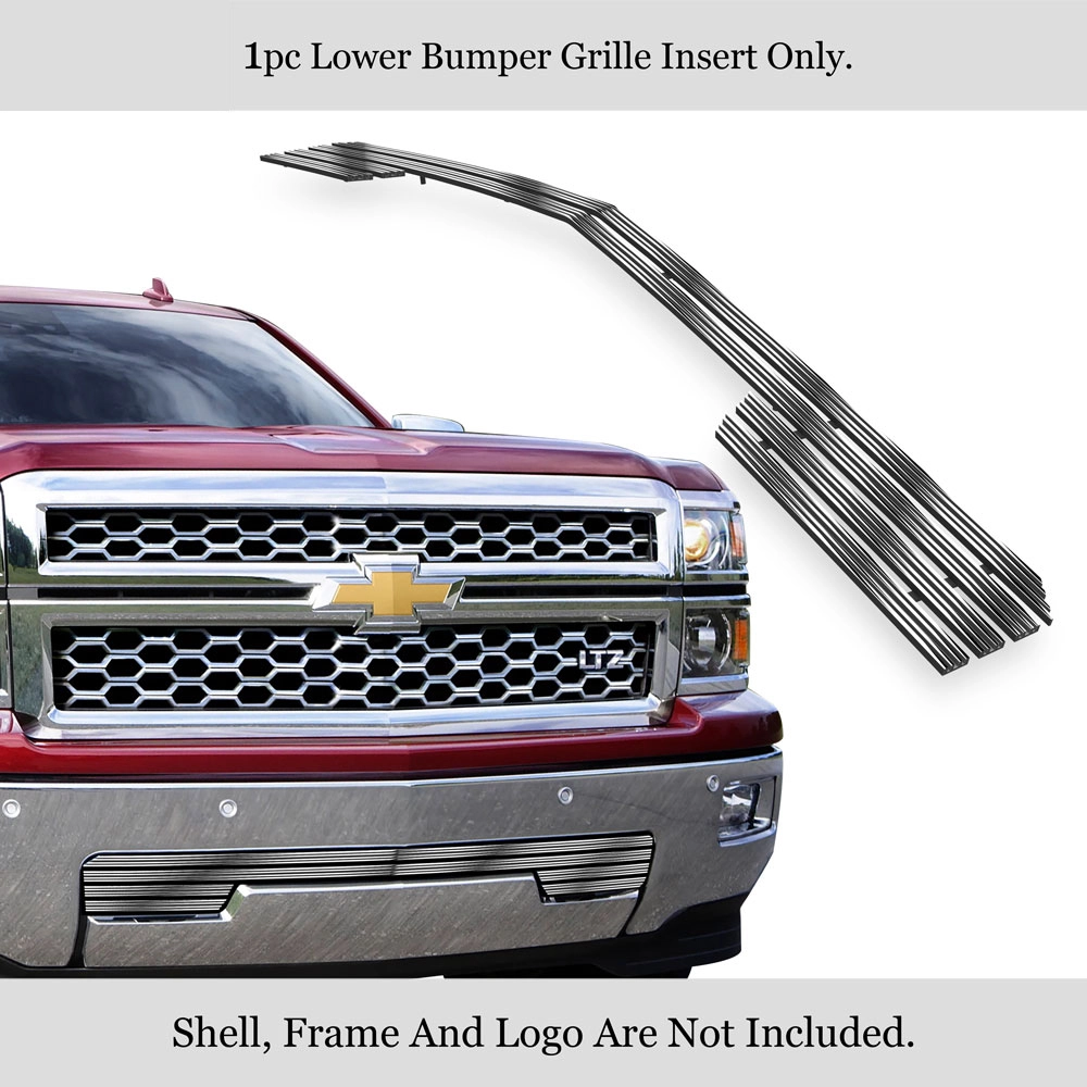 APS GR03FEI90T - Polished Aluminum Lower Bumper 20mm Horizontal Billet Grille