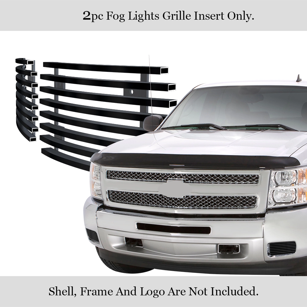 APS GR03FFJ24J - Black Stainless Steel Fog Light Cover Horizontal Billet Grille