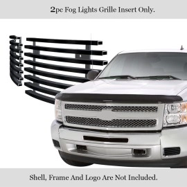 APS GR03FFJ24J - Black Stainless Steel Fog Light Cover Horizontal Billet Grille