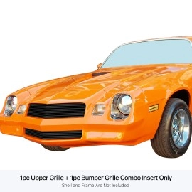 APS GR03HAJ34J - Black Stainless Steel Main Upper + Lower Bumper Horizontal Billet Grille