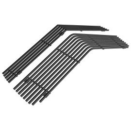 APS GR03HAJ34J - Black Stainless Steel Main Upper + Lower Bumper Horizontal Billet Grille