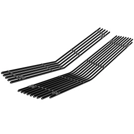 APS GR03HAJ34J - Black Stainless Steel Main Upper + Lower Bumper Horizontal Billet Grille