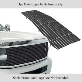 APS GR03HFC33U - Black Aluminum Main Upper 20mm Horizontal Billet Grille w/ Rivet