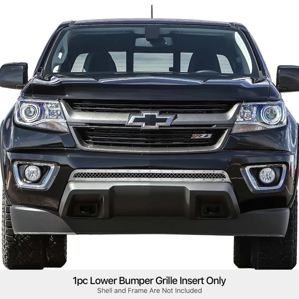 APS GR03LFC17S - Polished Stainless Steel Lower Bumper 2.5mm Wire Mesh Grille w/ Rivet