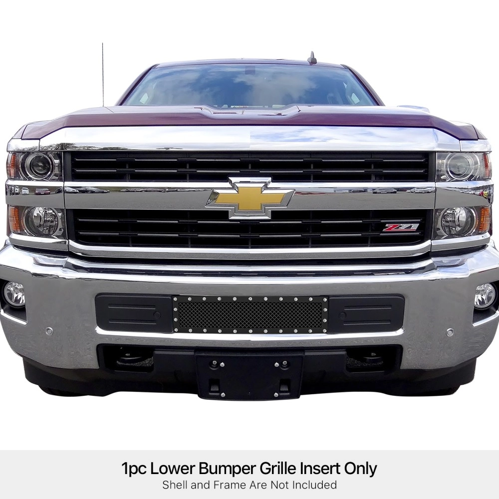 APS GR03LFC19H - Black Stainless Steel Lower Bumper 1.8mm Wire Mesh Grille w/ Rivet