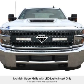 APS GR03LFC33L - Black Stainless Steel Main Upper Laser Cut Rivet Mesh Grille w/ 2 x 12" LED