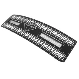APS GR03LFC33L - Black Stainless Steel Main Upper Laser Cut Rivet Mesh Grille w/ 2 x 12" LED