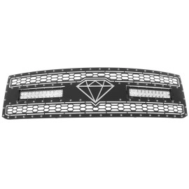 APS GR03LFC33L - Black Stainless Steel Main Upper Laser Cut Rivet Mesh Grille w/ 2 x 12" LED