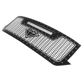 APS GR03LFC75L - Black Stainless Steel Main Upper Laser Cut Rivet Mesh Grille w/ 20" LED