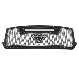 APS GR03LFC75L - Black Stainless Steel Main Upper Laser Cut Rivet Mesh Grille w/ 20" LED