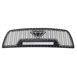 APS GR04LEA68L - Black Stainless Steel Main Upper Laser Cut Rivet Mesh Grille w/ 20" LED