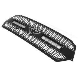 APS GR04LEE40L - Black Stainless Steel Main Upper Laser Cut Rivet Mesh Grille w/ 2 x 12" LED