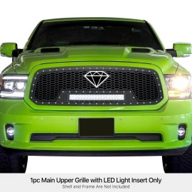 APS GR04LEI86L - Black Stainless Steel Main Upper Laser Cut Rivet Mesh Grille w/ 20" LED