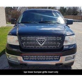 APS GR06DEC51D - Black Stainless Steel Lower Bumper Double Layer Laser Cut Sheet Grille