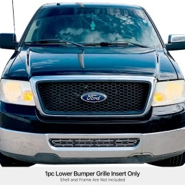 APS GR06DEC52D - Black Stainless Steel Lower Bumper Double Layer Laser Cut Sheet Grille