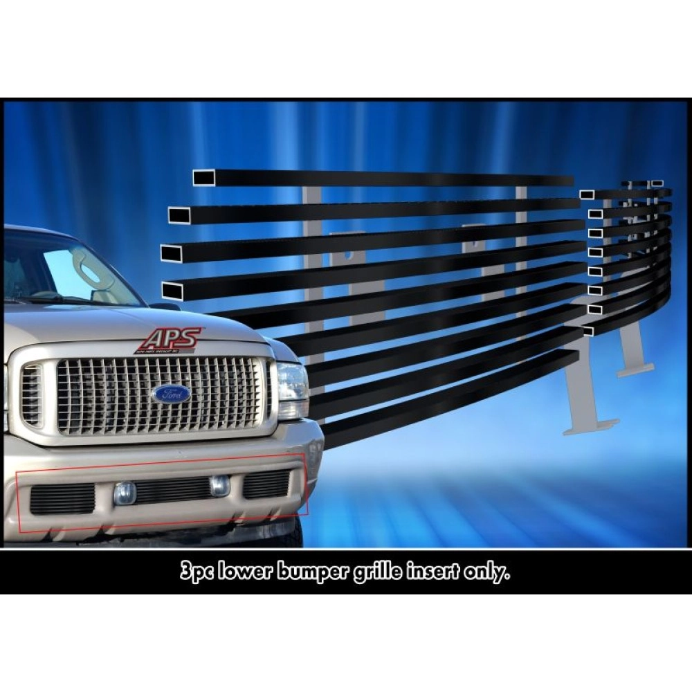 APS GR06HEC88J - Black Stainless Steel Lower Bumper Horizontal Billet Grille