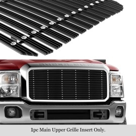 APS GR06HFH28U - Black Aluminum Main Upper 20mm Horizontal Billet Grille w/ Rivet