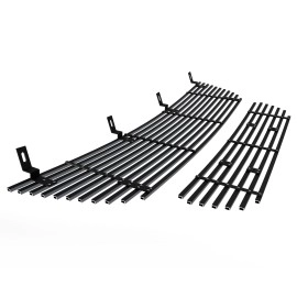 APS GR06HGI89J - Black Stainless Steel Main Upper + Lower Bumper Horizontal Billet Grille