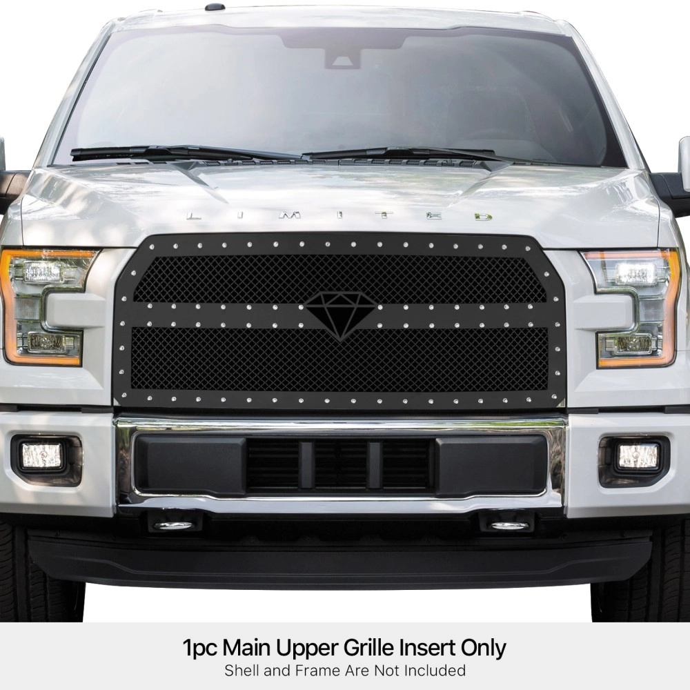 APS GR06LFC10I - Black Carbon Steel Main Upper 2.5mm Wire Mesh Grille w/ Rivet