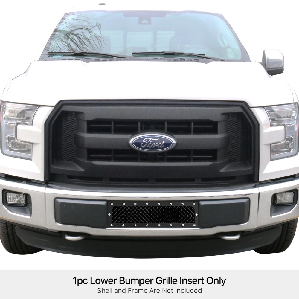 APS GR06LFC13K - Black Carbon Steel Lower Bumper 2.5mm Wire Mesh Grille w/ Rivet