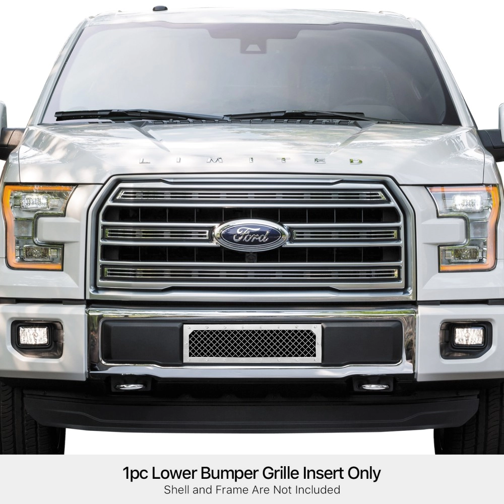 APS GR06LFC13S - Polished Stainless Steel Lower Bumper 2.5mm Wire Mesh Grille w/ Rivet