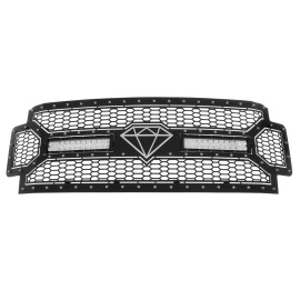 APS GR06LFC63L - Black Stainless Steel Main Upper Laser Cut Rivet Mesh Grille w/ 2 x 12" LED