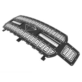APS GR06LFD00L - Black Stainless Steel Main Upper Laser Cut Rivet Mesh Grille w/ 2 x 12" LED