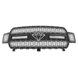 APS GR06LFD00L - Black Stainless Steel Main Upper Laser Cut Rivet Mesh Grille w/ 2 x 12" LED