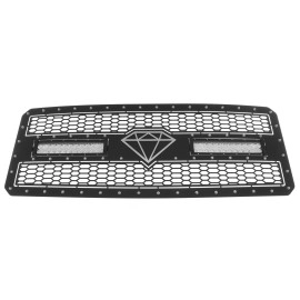 APS GR06LFH28L - Black Stainless Steel Main Upper Laser Cut Rivet Mesh Grille w/ 2 x 12" LED