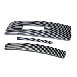 APS GR07FAA04A - Polished Aluminum Main Upper + Top Bumper + Lower Bumper Horizontal Billet Grille