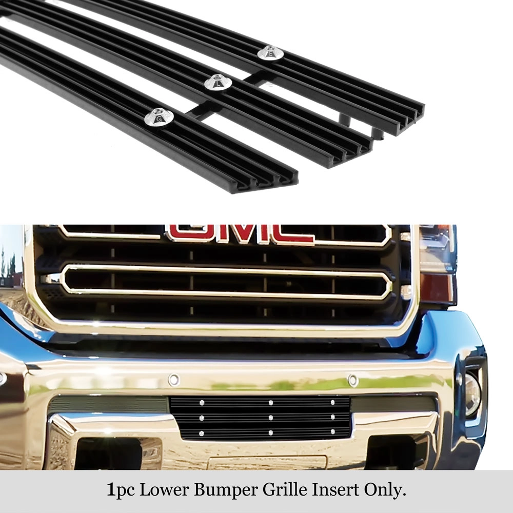 APS GR07FFC26U - Black Aluminum Lower Bumper 20mm Horizontal Billet Grille w/ Rivet