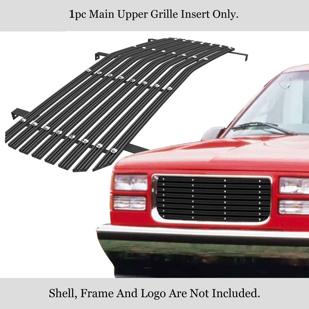 APS GR07HEJ12U - Black Aluminum Main Upper 20mm Horizontal Billet Grille w/ Rivet