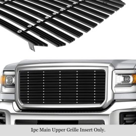 APS GR07HFC25U - Black Aluminum Main Upper 20mm Horizontal Billet Grille w/ Rivet