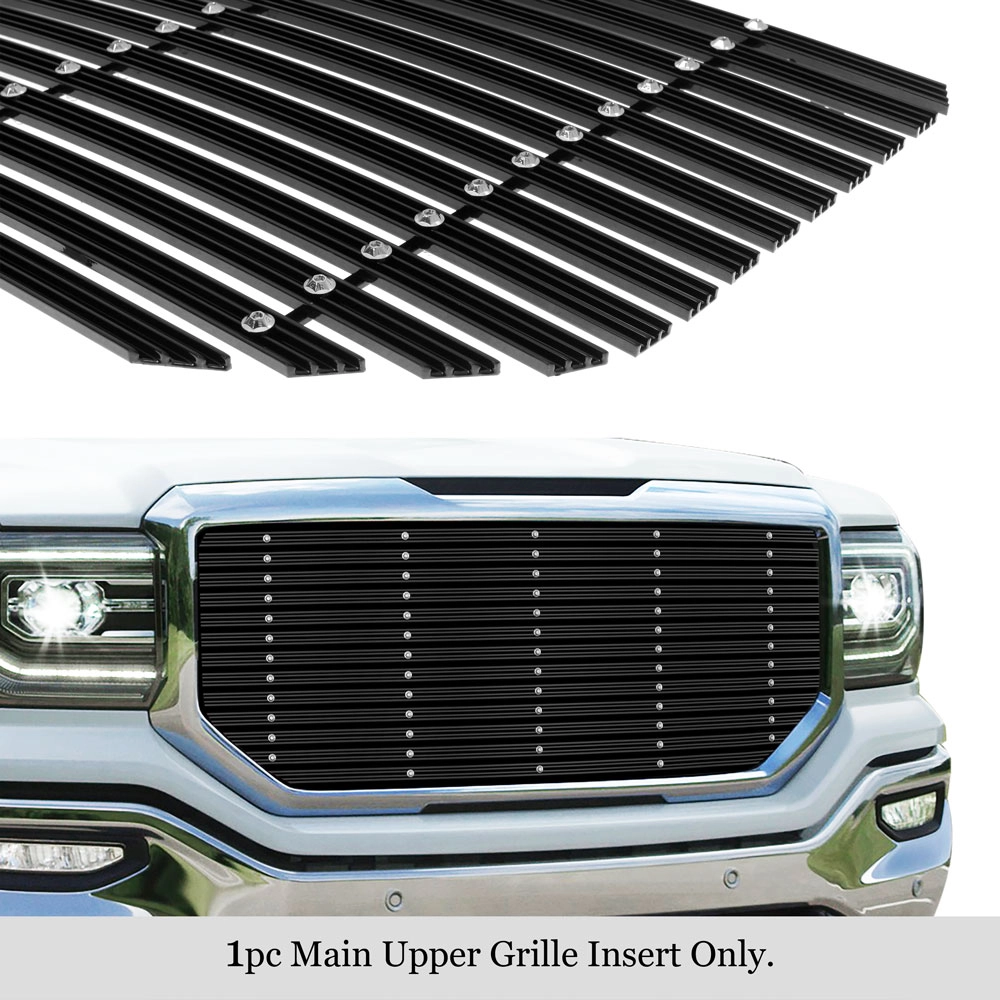 APS GR07HFC62U - Black Aluminum Main Upper 20mm Horizontal Billet Grille w/ Rivet