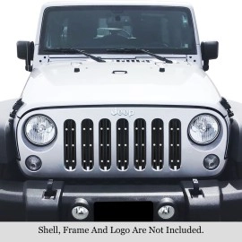 APS GR10FFE39U - Black Aluminum Main Upper 20mm Horizontal Billet Grille w/ Rivet