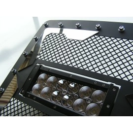 APS GR10LEH19L - Black Stainless Steel Main Upper Laser Cut Rivet Mesh Grille w/ 2 x 3" LED