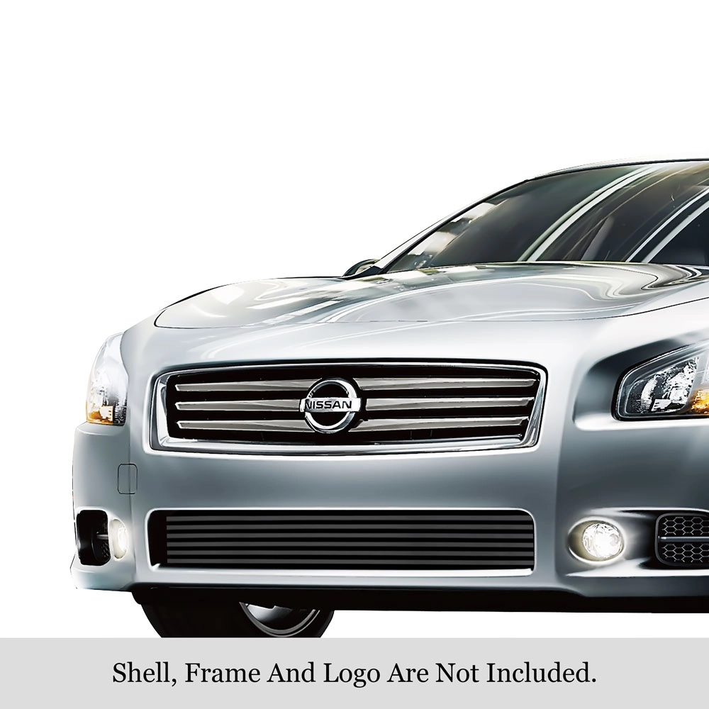APS GR14FEB25J - Black Stainless Steel Lower Bumper Horizontal Billet Grille