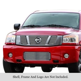APS GR14FGG13S - Polished Stainless Steel Main Upper + Lower Bumper Horizontal Billet Grille