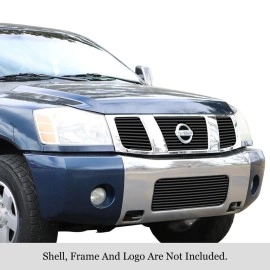 APS GR14FGI92J - Black Stainless Steel Main Upper + Lower Bumper Horizontal Billet Grille