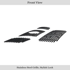APS GR14FGI92J - Black Stainless Steel Main Upper + Lower Bumper Horizontal Billet Grille