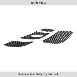 APS GR14FGI92J - Black Stainless Steel Main Upper + Lower Bumper Horizontal Billet Grille