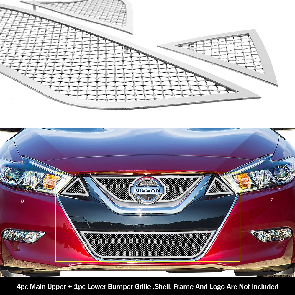 APS GR14GFC98T - Polished Stainless Steel Main Upper + Lower Bumper 1.8mm Wire Mesh Grille