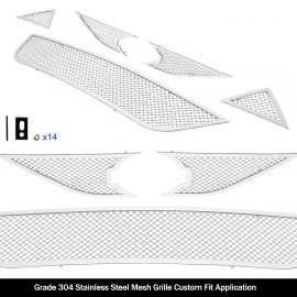 APS GR14GFC98T - Polished Stainless Steel Main Upper + Lower Bumper 1.8mm Wire Mesh Grille