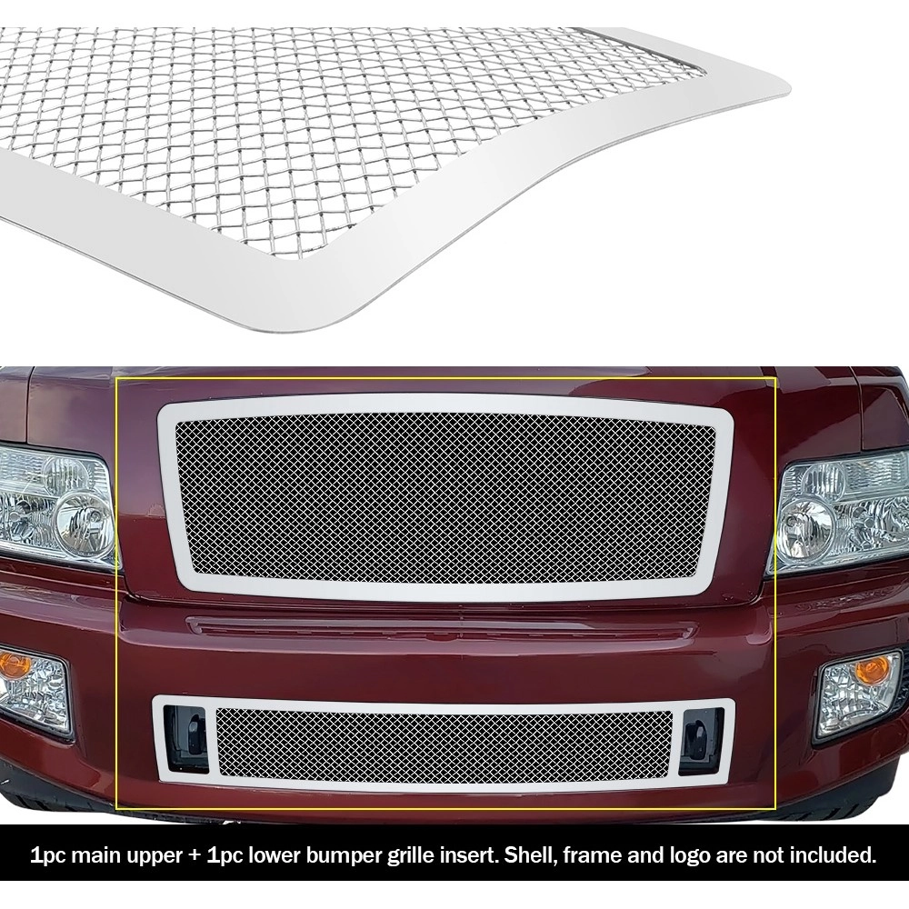 APS GR14GGI03T - Polished Stainless Steel Main Upper + Lower Bumper 1.8mm Wire Mesh Grille