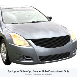 APS GR14HAJ57J - Black Stainless Steel Main Upper + Lower Bumper Horizontal Billet Grille