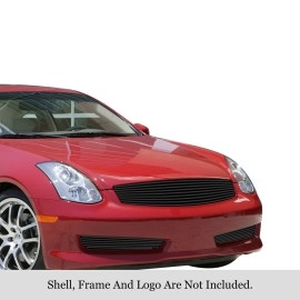 APS GR14HGH78J - Black Stainless Steel Main Upper + Lower Bumper Horizontal Billet Grille