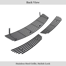 APS GR14HGH78J - Black Stainless Steel Main Upper + Lower Bumper Horizontal Billet Grille