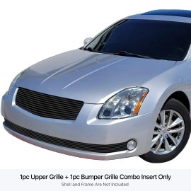 APS GR14HGI81J - Black Stainless Steel Main Upper + Lower Bumper Horizontal Billet Grille