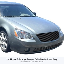 APS GR14HGI91J - Black Stainless Steel Main Upper + Lower Bumper Horizontal Billet Grille